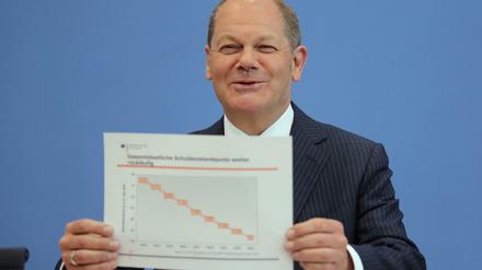Bundesfinanzminister Olaf Scholz (SPD) bei einer Pressekonferenz zum Haushalt 2018.