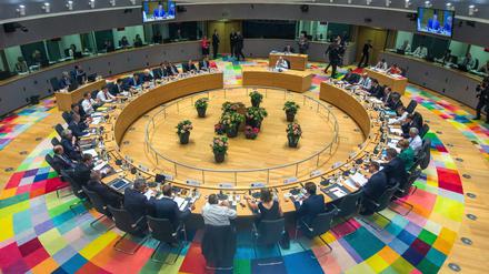 Überblick über den runden Tisch beim EU-Gipfeltreffen.