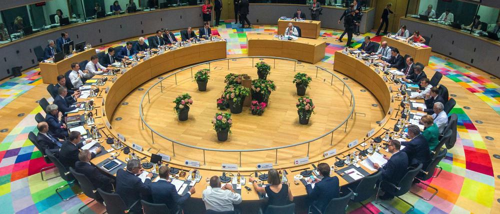 Überblick über den runden Tisch beim EU-Gipfeltreffen.