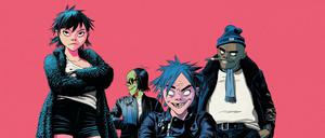 Die Cartoonband Gorillaz, vorn 2D as known as Damon Albarn.