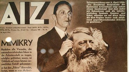 Die Titelseite der Arbeiter Illustrierten Zeitung mit der Fotomontage "Mimikry" aus dem Jahr 1934 von John Heartfield.