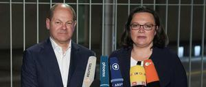 Bundesfinanzminister Olaf Scholz (SPD) und Andrea Nahles, SPD-Bundesvorsitzende.