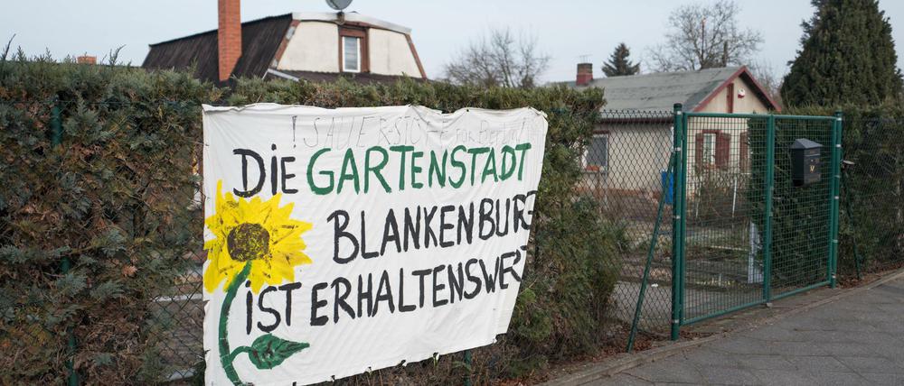 Protest im Gebiet "Blankenburger Süden" in Pankow.