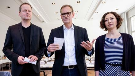 Klaus Lederer (Linke), Michael Müller (SPD) und Ramona Pop (Grüne)