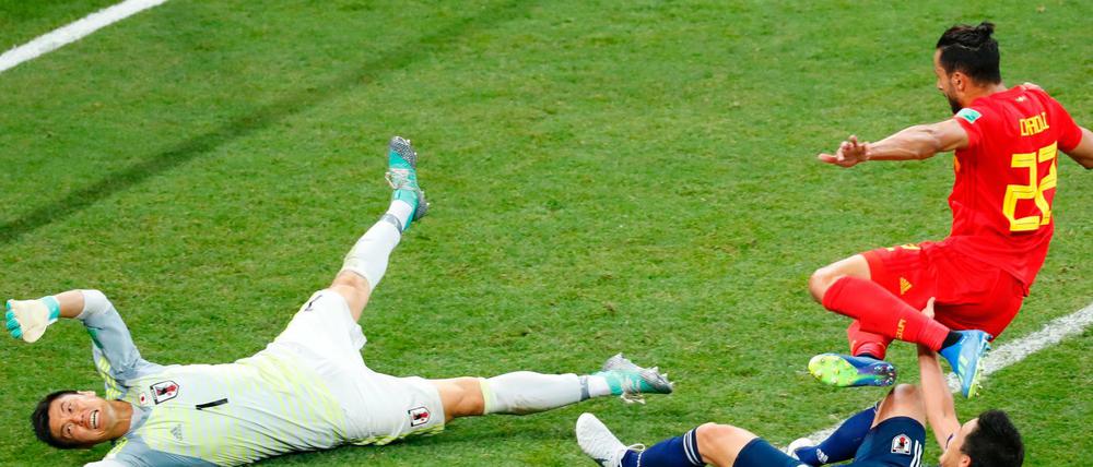 Nacer Chadli erzielt das Siegtor für Belgien gegen Japan.
