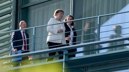 Bundeskanzlerin Angela Merkel, SPD-Chefin und Finanzminister Olaf Scholz (SPD)