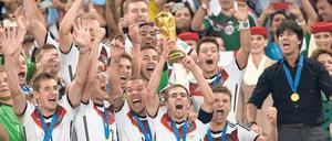 Das deutsche Team beim WM-Triumph 2014 in Brasilien.