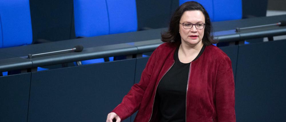 Andrea Nahles, SPD-Chefin und Vorsitzende der SPD-Bundestagsfraktion.