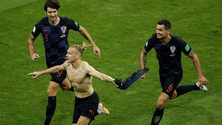 Kroatiens Vida jubelte nach dem Russland-Spiel erst auf dem Platz, dann in der Kabine.