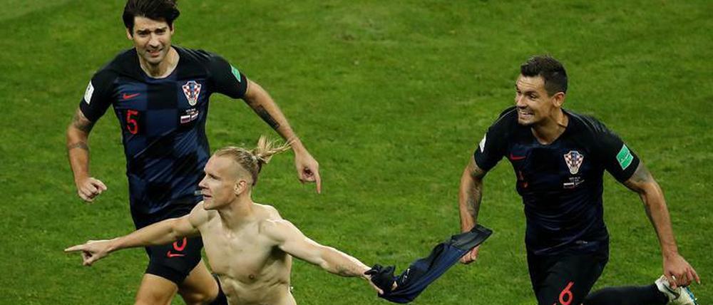 Kroatiens Vida jubelte nach dem Russland-Spiel erst auf dem Platz, dann in der Kabine.