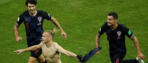 Kroatiens Vida jubelte nach dem Russland-Spiel erst auf dem Platz, dann in der Kabine.