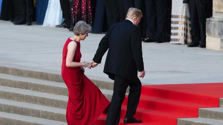 Auf dem abgeschirmten Gelände des Blenheim Palace empfing Premierministerin May den amerikanischen Präsidenten.