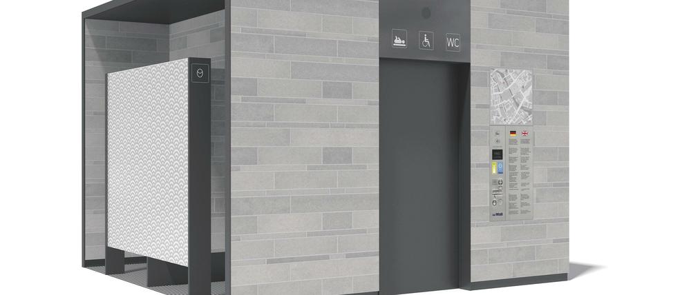 Modell der neuen öffentliche Toiletten in Berlin.