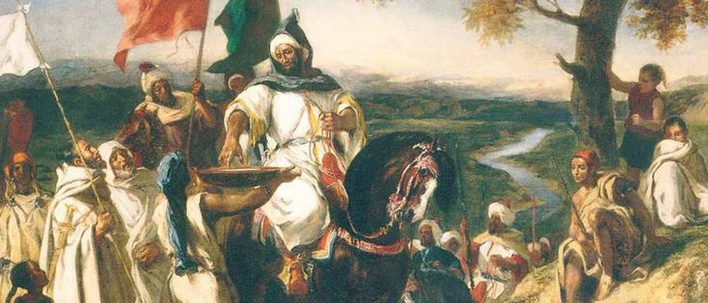 Bilder seiner großen Reise. Delacroix war 1832 in Nordafrika. 1837 entstand das Bild „Der Kaid. Ein marokkanischer Stammesfürst“. Heute gehört es dem Museum in Nantes. 