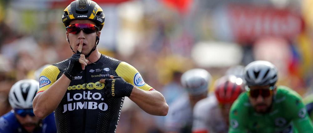 Ruhe, bitte! Der Niederländer Dylan Groenewegen hat die siebte Etappe gewonnen.