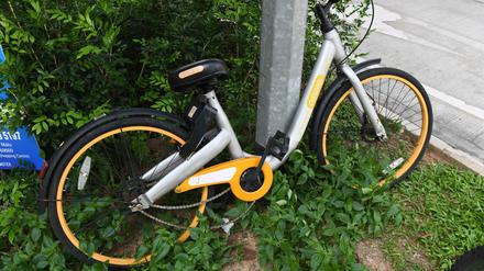 Ein einsames Obike. Das Unternehmen hat Insolvenz angemeldet.