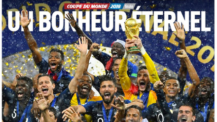 Die "L'Equipe" feiert die französischen Weltmeister auf der Titelseite mit den Worten "Ein ewiges Glück". 