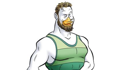 Diskuswurf-Olympiasieger Robert Harting mit Schnabel.
