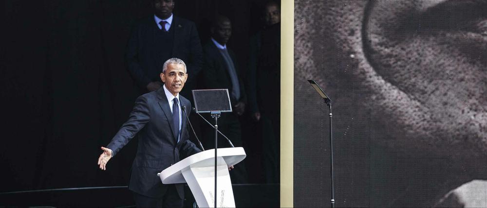 Das Vorbild ehren: Obama bei seiner Rede über Mandelas Wirken.