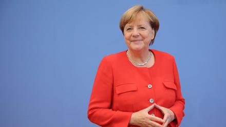 Kanzlerin Angela Merkel (CDU) bei der Sommerpressekonferenz.