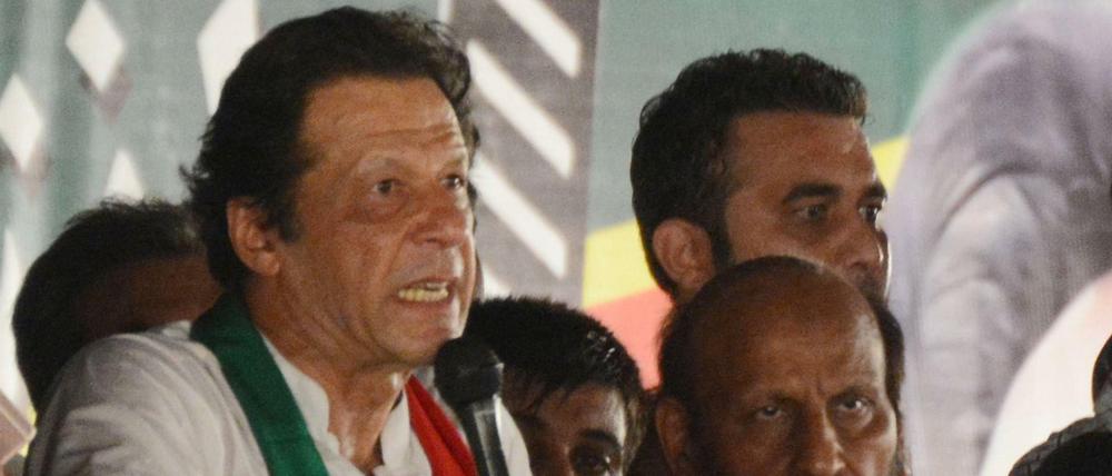 Ec-Cricket-Star Imran Khan bei einer Wahlkampfveranstaltung.