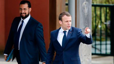 Emmanuel Macron und sein Mitarbeiter Alexandre Benalla. 