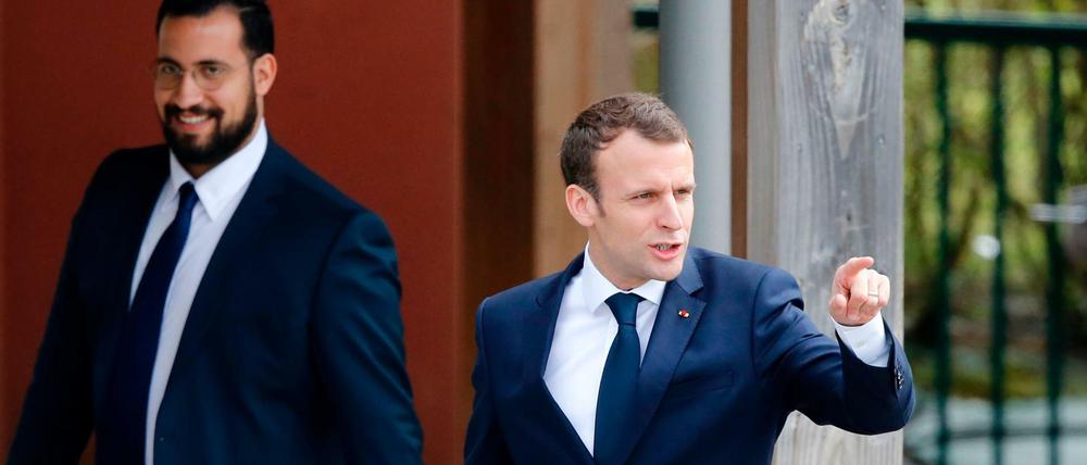 Emmanuel Macron und sein Mitarbeiter Alexandre Benalla. 