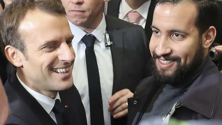 Frankreichs Präsident Emmanuel Macron (links) und sein Ex-Leibwächter Alexandre Benalla.