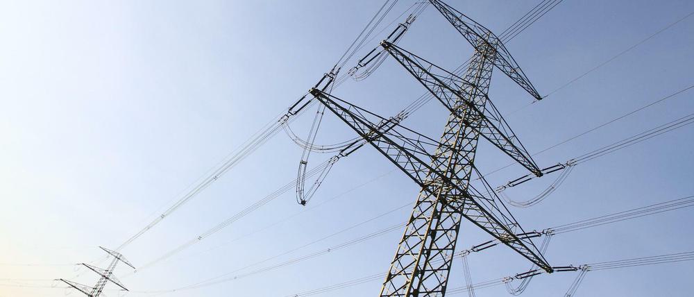 Hochspannungsmasten am Umspannwerk von 50Hertz in Neuenhagen bei Berlin.