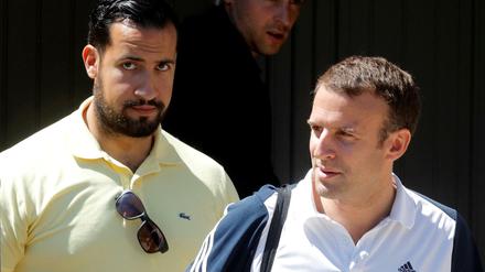 Frankreichs Staatschef Emmanuel Macron (rechts) und sein Ex-Leibwächter Alexandre Benalla.