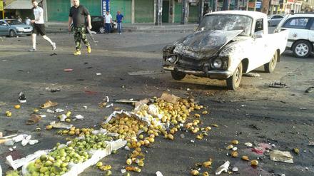 Der Ort des Anschlags in der syrischen Stadt Suwaida.