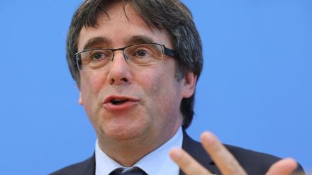 Carles Puigdemont bei der Pressekonferenz in Berlin.