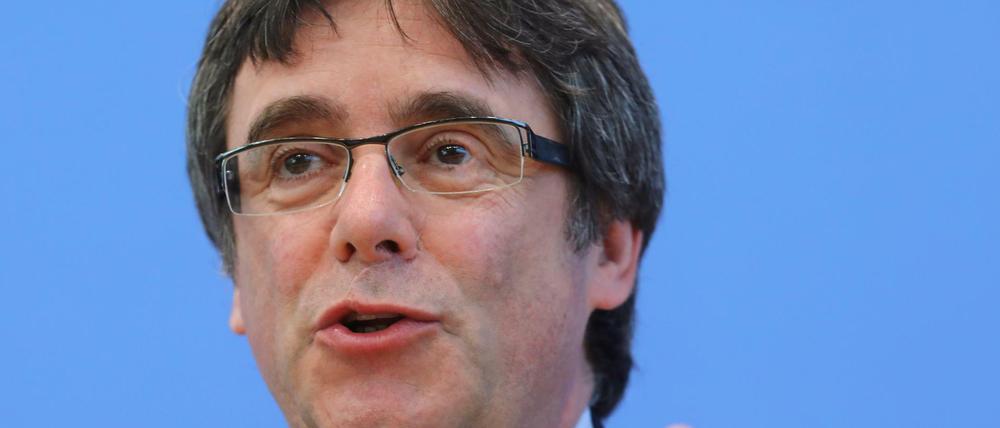 Carles Puigdemont bei der Pressekonferenz in Berlin.