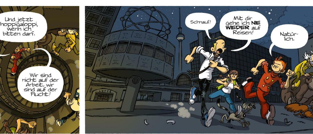 Sie verlassen jetzt den frankobelgischen Sektor. Eine Seite aus „Spirou in Berlin“.