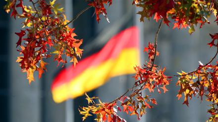 Ein Symbol, viele Mythen. Die Deutschlandfahne vor dem Reichstagsgebäude.