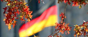 Ein Symbol, viele Mythen. Die Deutschlandfahne vor dem Reichstagsgebäude.
