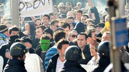 Massenproteste vor den Wahlen 2014 in Bosnien.