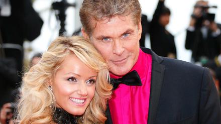 US-Schauspieler David Hasselhoff und Model Hayley Roberts beim Cannes Filmfestival 2013. 