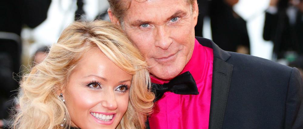 US-Schauspieler David Hasselhoff und Model Hayley Roberts beim Cannes Filmfestival 2013. 