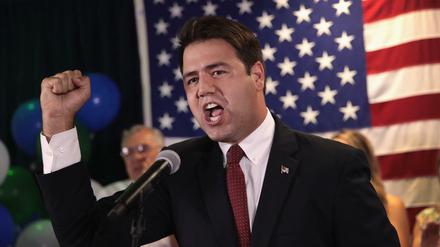 Der demokratische Kandidat Danny O'Connor beim Wahlkampfabschluss in Ohio. 
