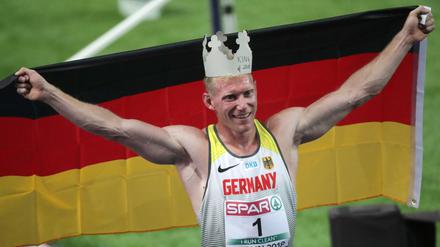 Arthur Abele aus Deutschland jubelt über Gold.