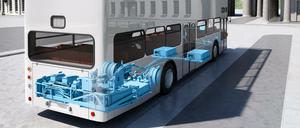 Strom statt Sprit. Noch existieren die umgebauten Diesel-Busse nur als Computersimulation.