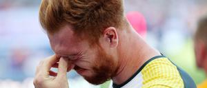 Enttäuscht. Christoph Harting setzte alle Versuche in das Netz.