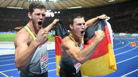 Ein Duo im Glück: Europameister Thomas Röhler und Andreas Hofmann, der Silber gewann. 
