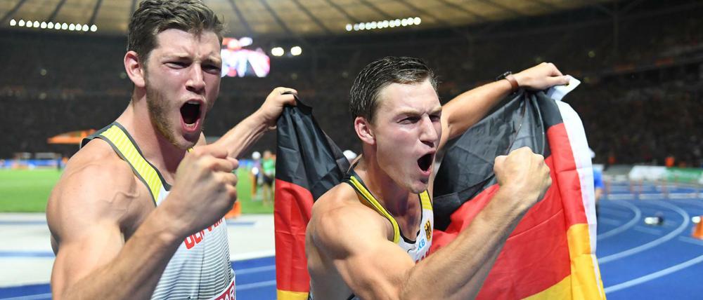 Ein Duo im Glück: Europameister Thomas Röhler und Andreas Hofmann, der Silber gewann. 