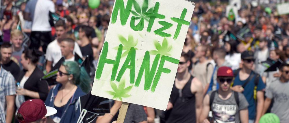 Teilnehmer auf der Hanfparade 2016.