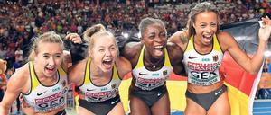 Die deutsche 4x100-Meter-Staffel der Frauen sprintete zur Bronzemedaille. Auch insgesamt zeigten die deutschen Athletinnen starke Leistungen.
