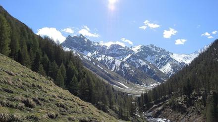 Malerische Alpen. Hier ein Gebirgsmassiv mit dem 3048 Meter hohen Piz Saliente in Italien.