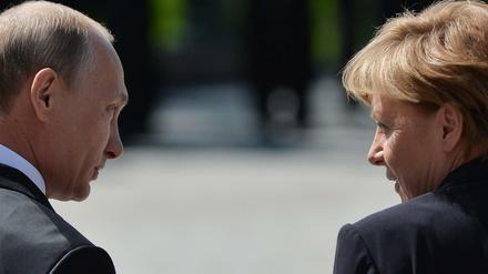 Der russische Präsident Wladimir Putin und Bundeskanzlerin Angela Merkel. 