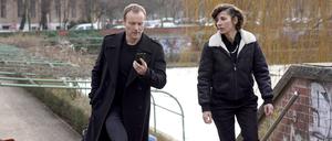 Mark Waschke und Meret Becker als Robert Karow und Nina Rubin im RBB-„Tatort: Die Kalten und die Toten“. 
